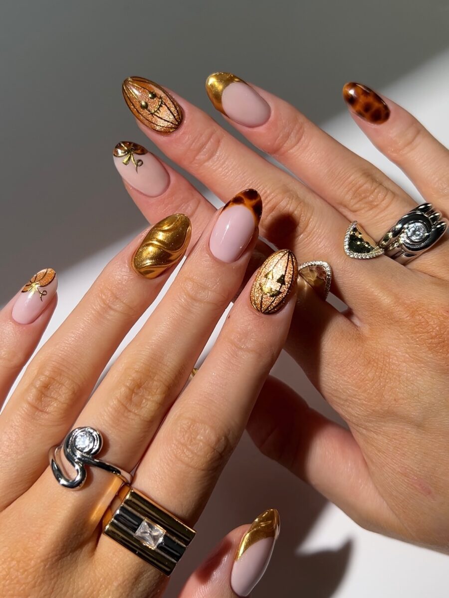 Chic Autumn-Inspired Nail Art Design