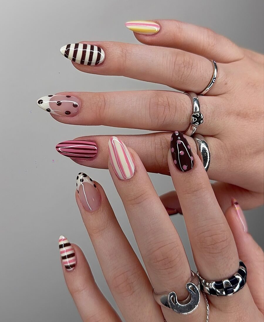 Chic fall nail designs with playful patterns