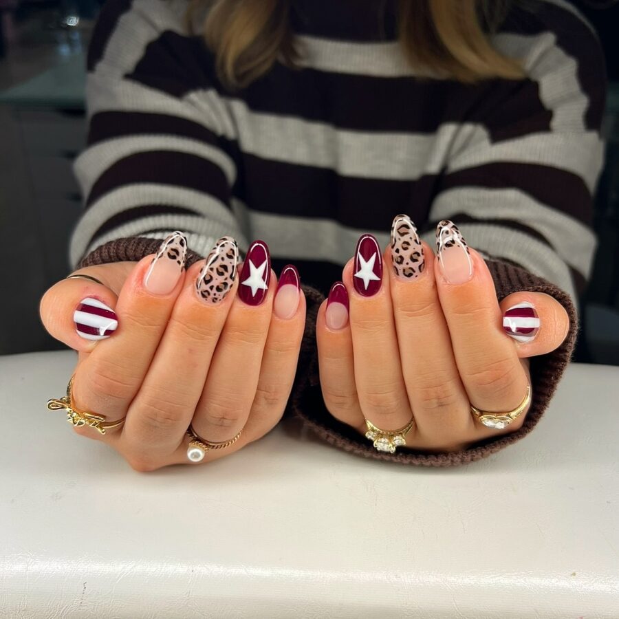 Bold fall nails with colorful designs