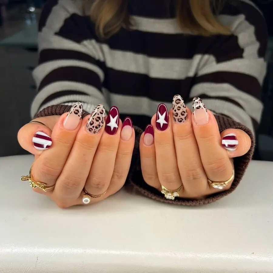 Bold fall nails with colorful designs