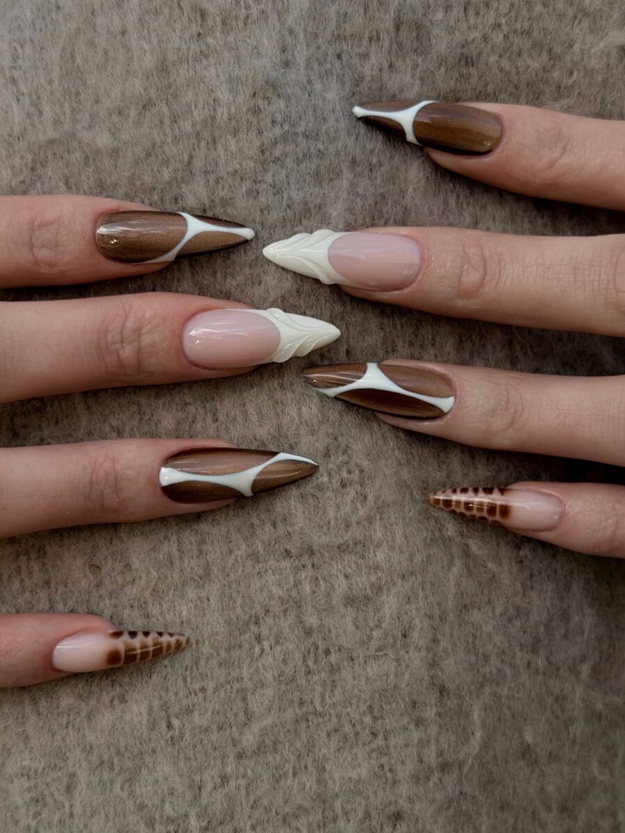 Chic fall nails with geometric designs