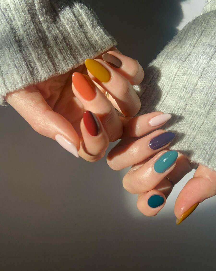 Vibrant Fall Nail Colors with Cozy Textures