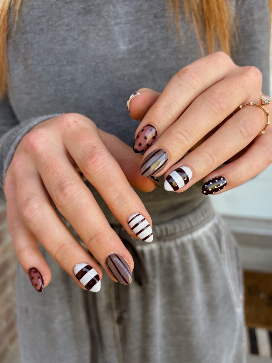 Chic fall nails featuring playful patterns