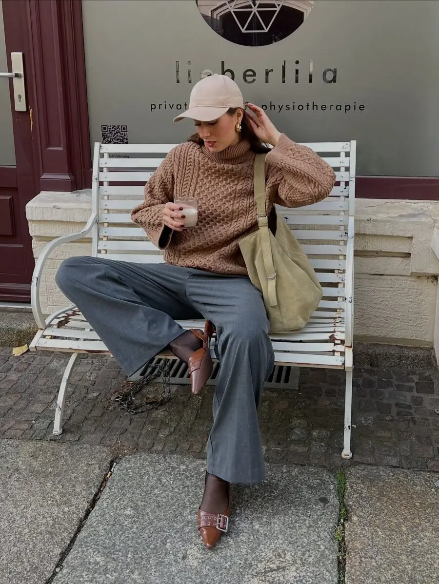 Cozy Knit Sweater with Wide-Leg Trousers