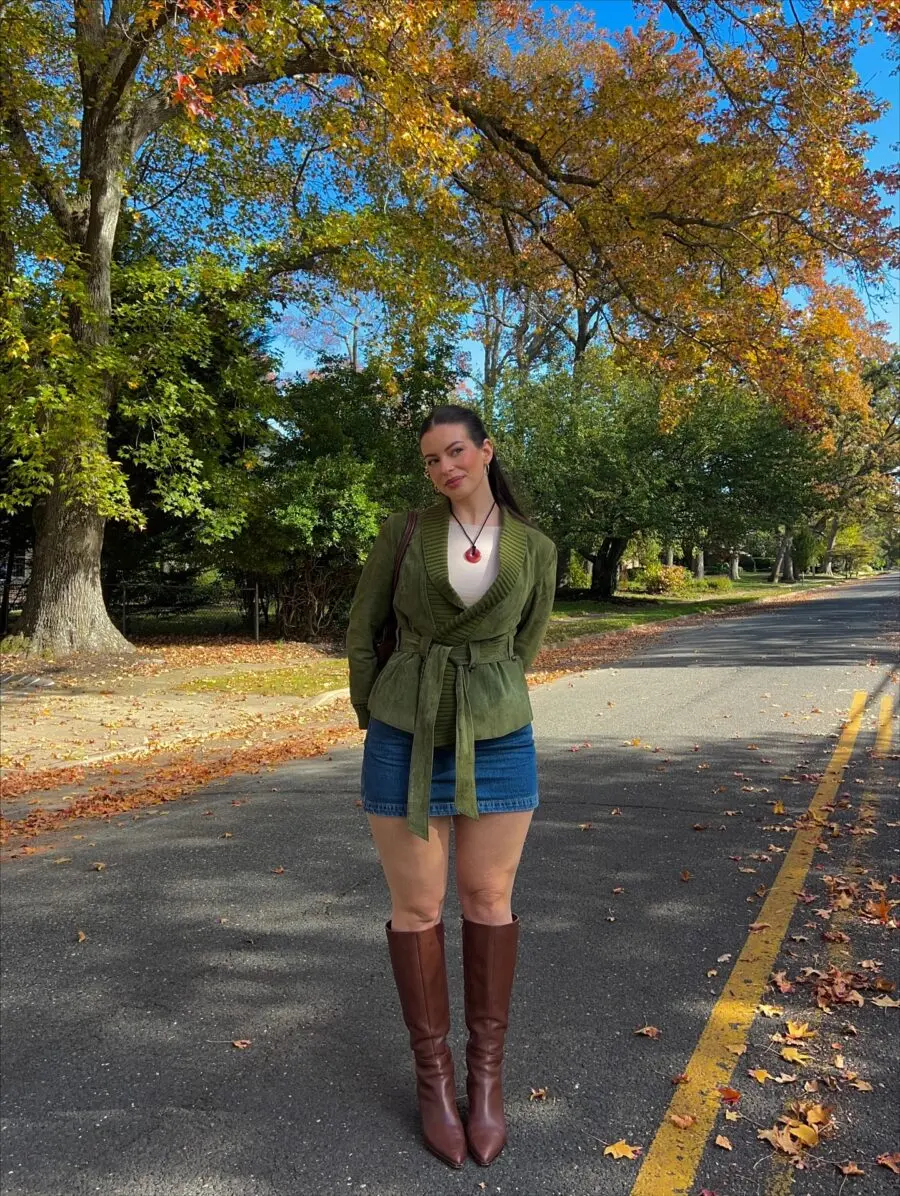Chic fall outfit with knee-high boots