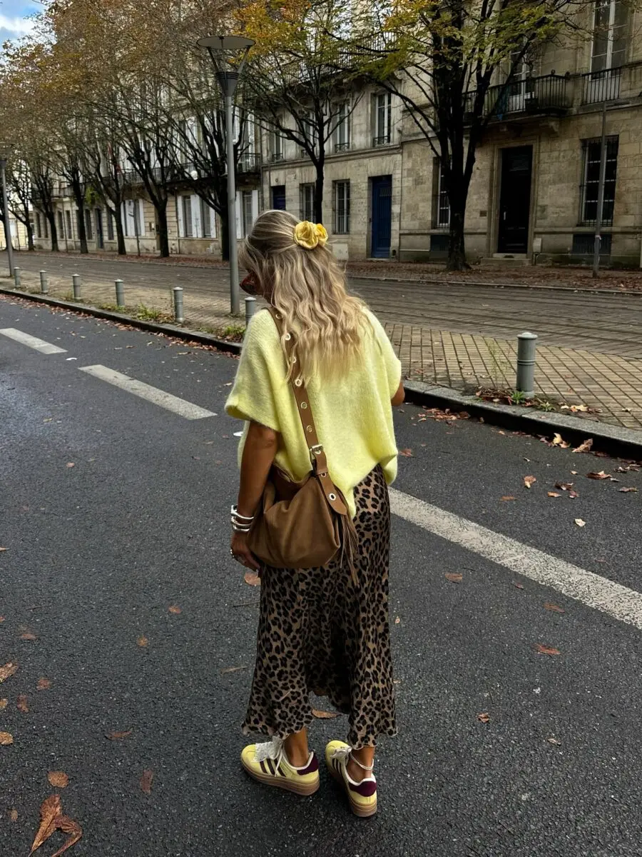 Chic Fall Look with Leopard Print and Pastels