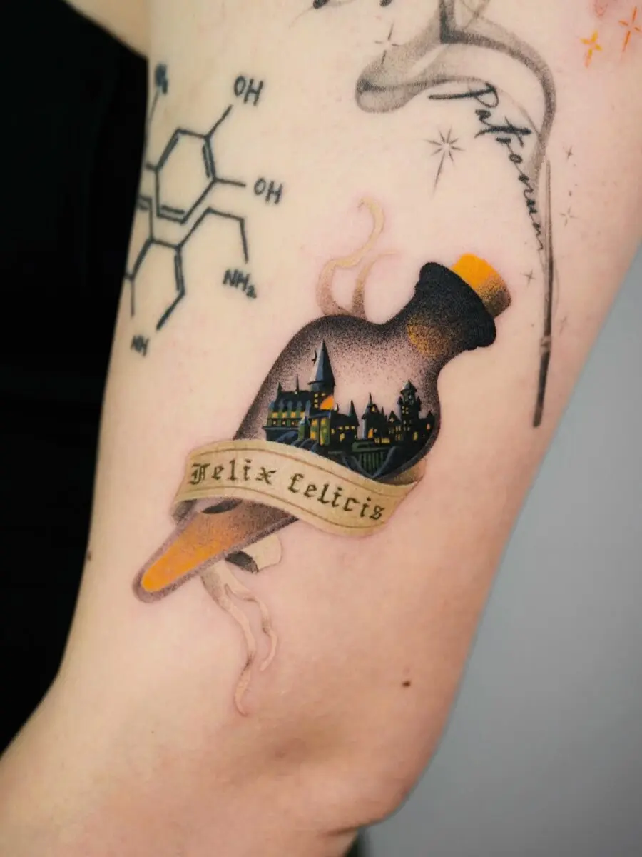 Enchanting Felix Felicis Potion Tattoo Design