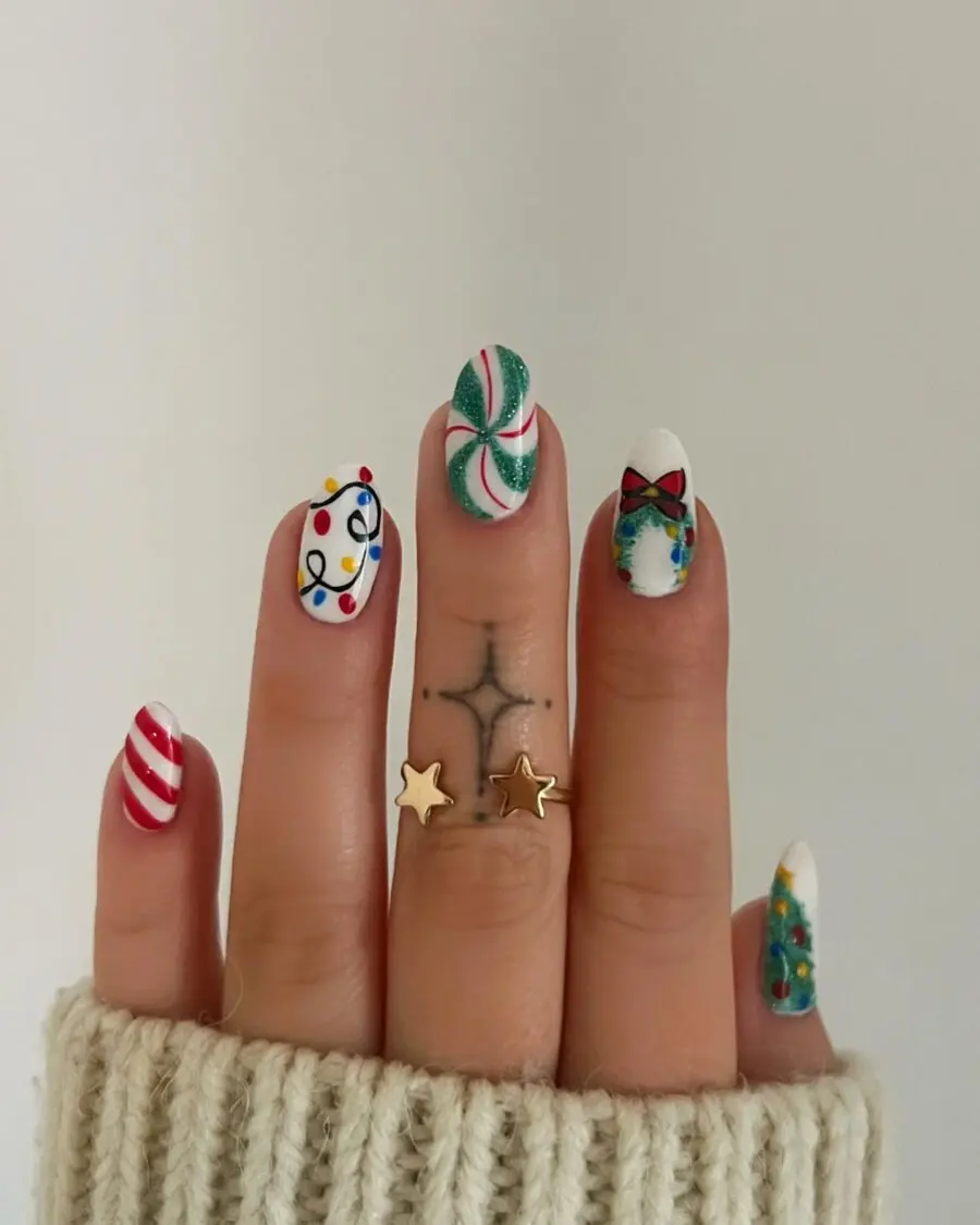 Playful Christmas-Themed Nail Art Designs
