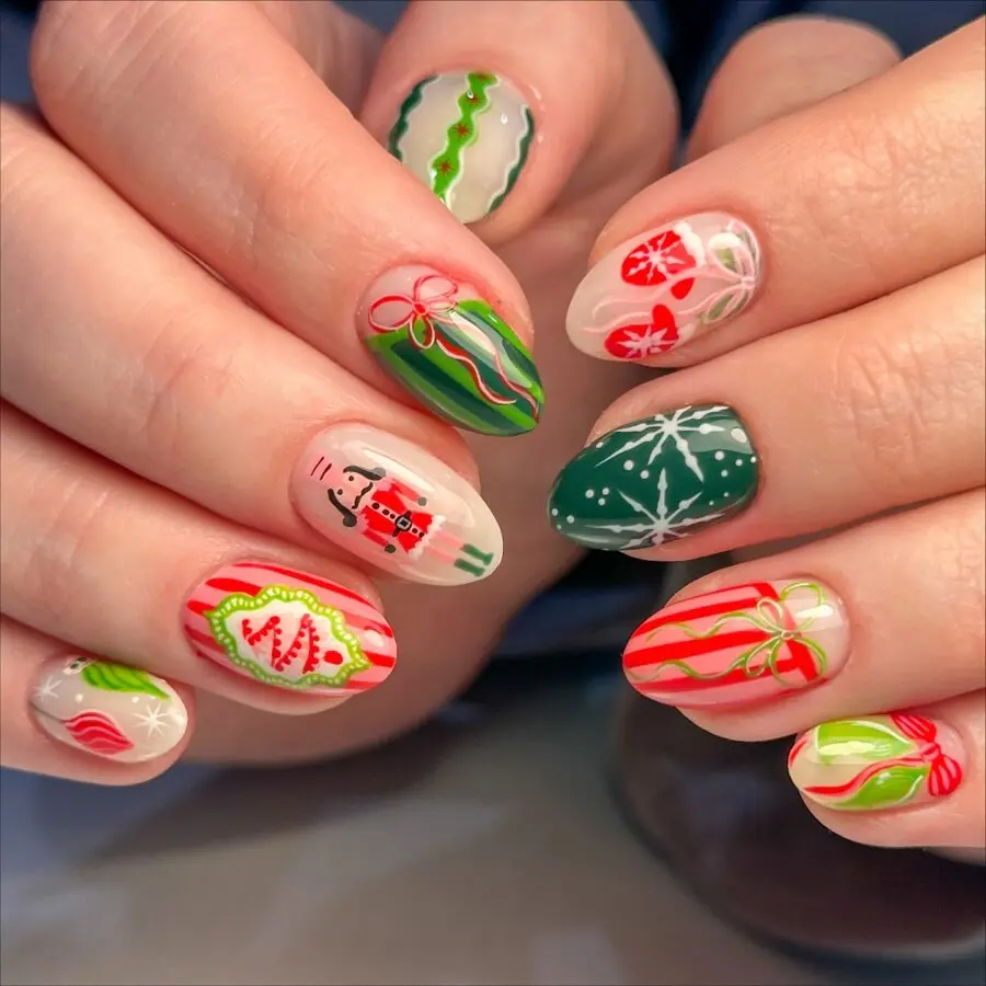 Whimsical Christmas Nails with Fun Designs