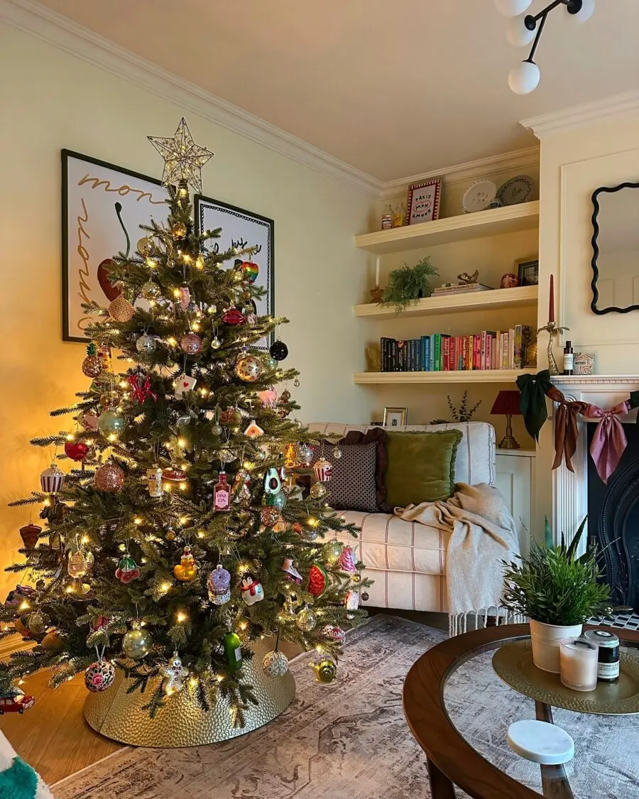 Charming Christmas Tree in Cozy Living Room