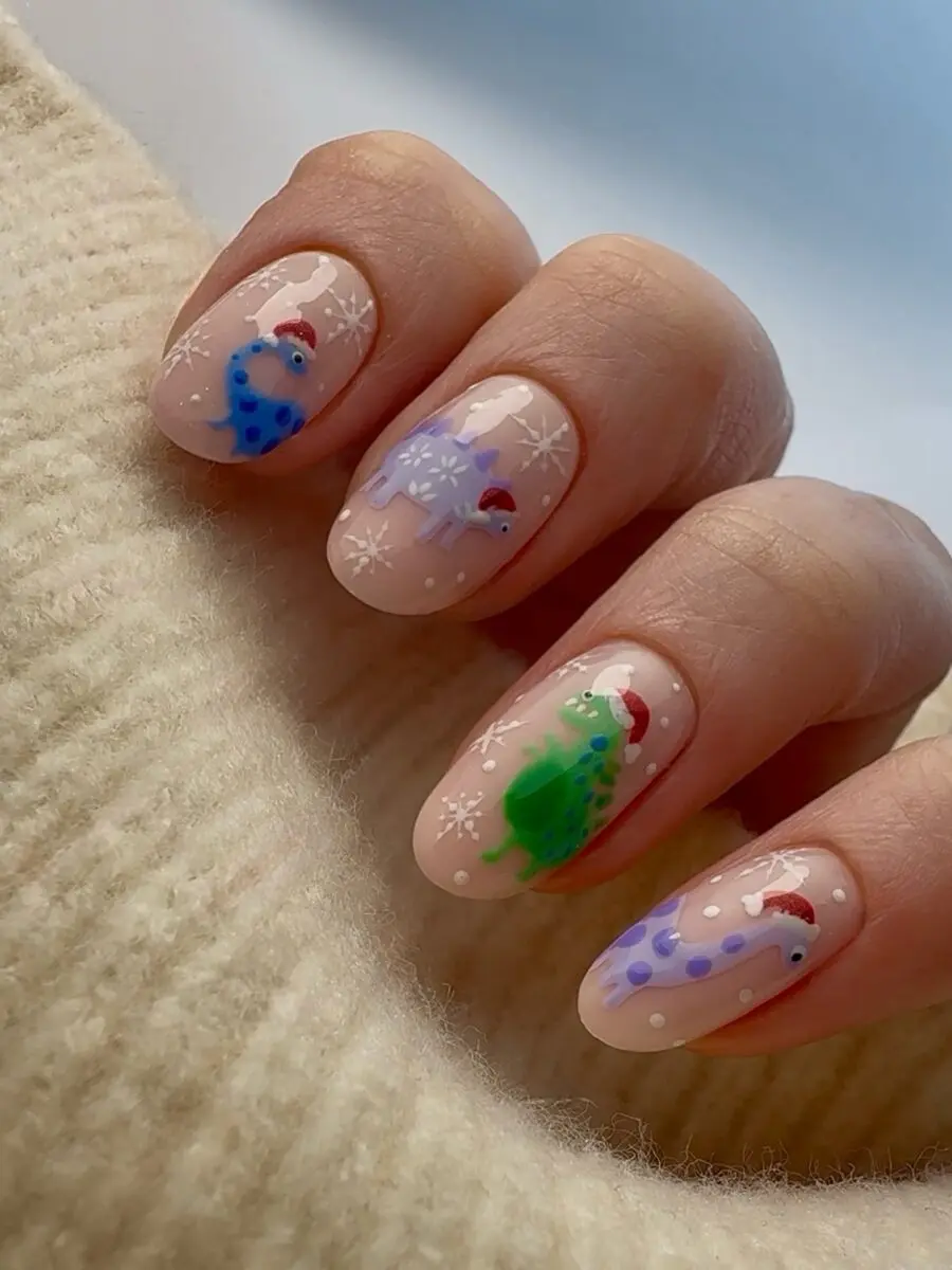 Whimsical Christmas Tree Nail Art Design
