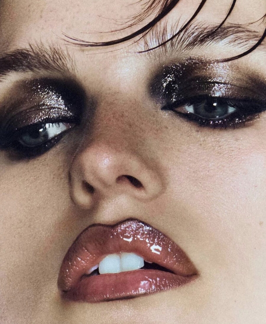 Alluring smokey eye with glossy lips