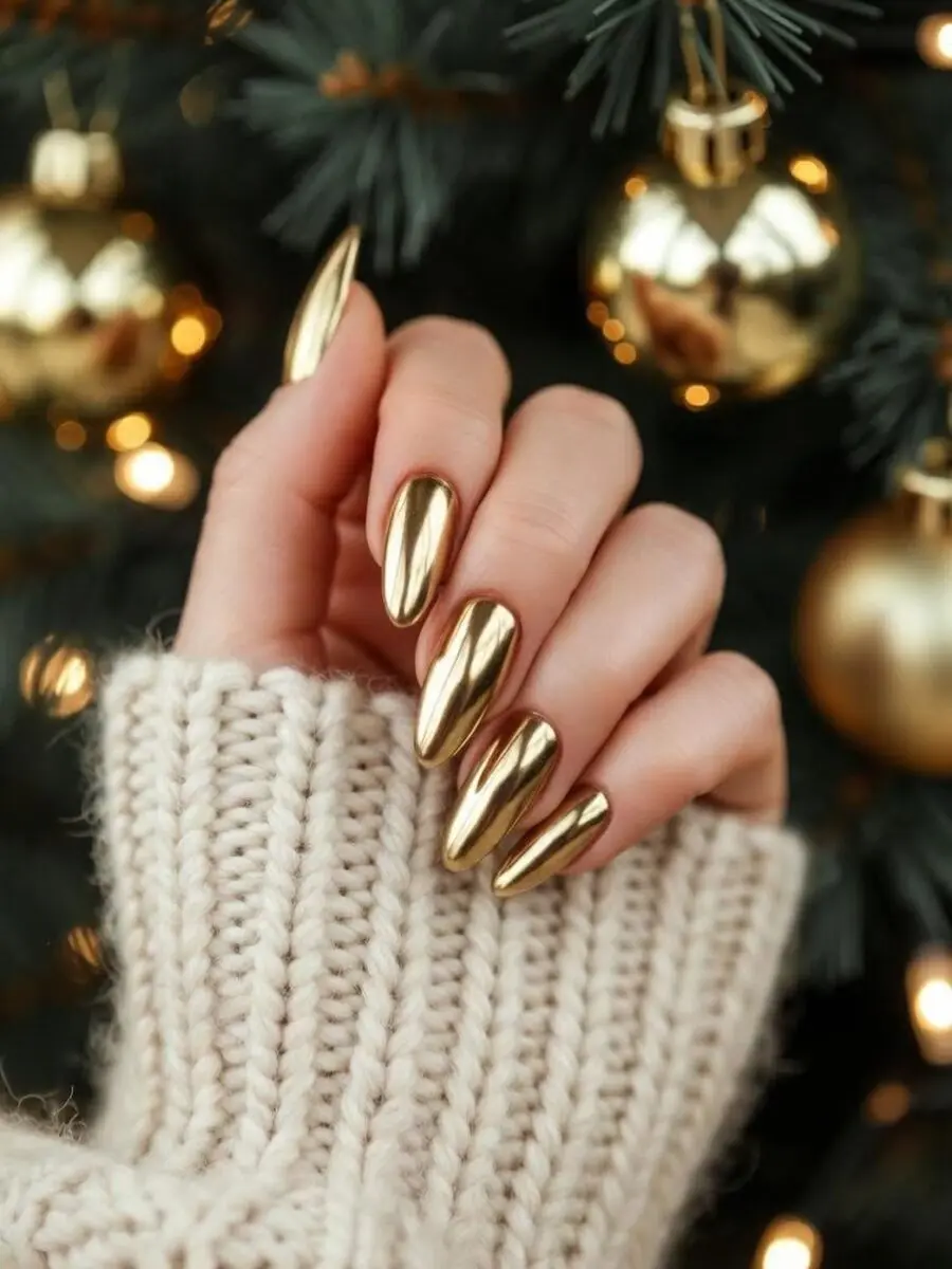 Glamorous gold nails for the festive season