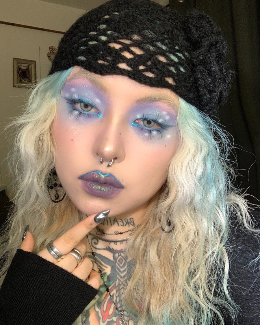 Vibrant Gyaru Makeup With Colorful Accents