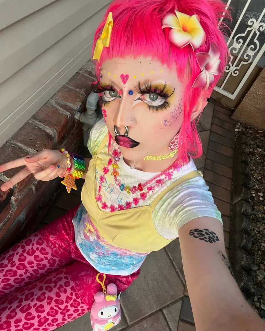 Vibrant Gyaru Makeup with Bright Hairstyles