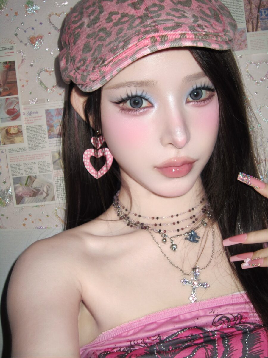 Bold Gyaru Makeup with Pink Accents
