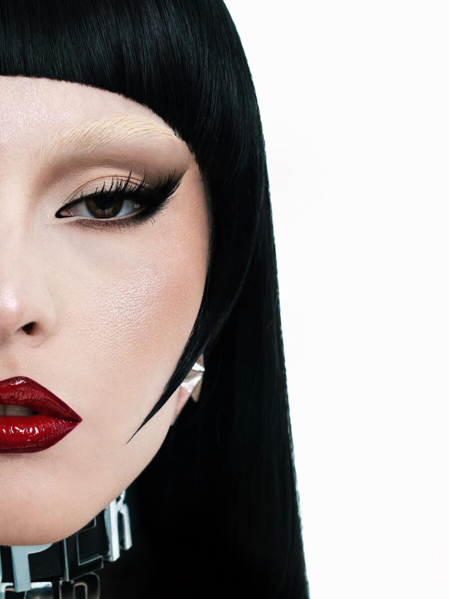 Bold and striking gyaru makeup style up close