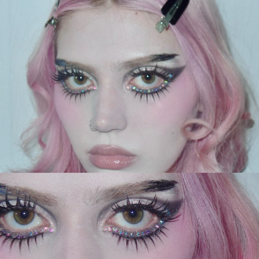 Bold Gyaru Makeup with Sparkling Details