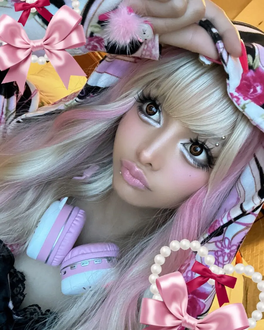 Playful pink hues define the gyaru look