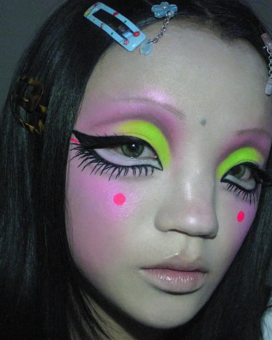 Bold and Colorful Gyaru Makeup Look