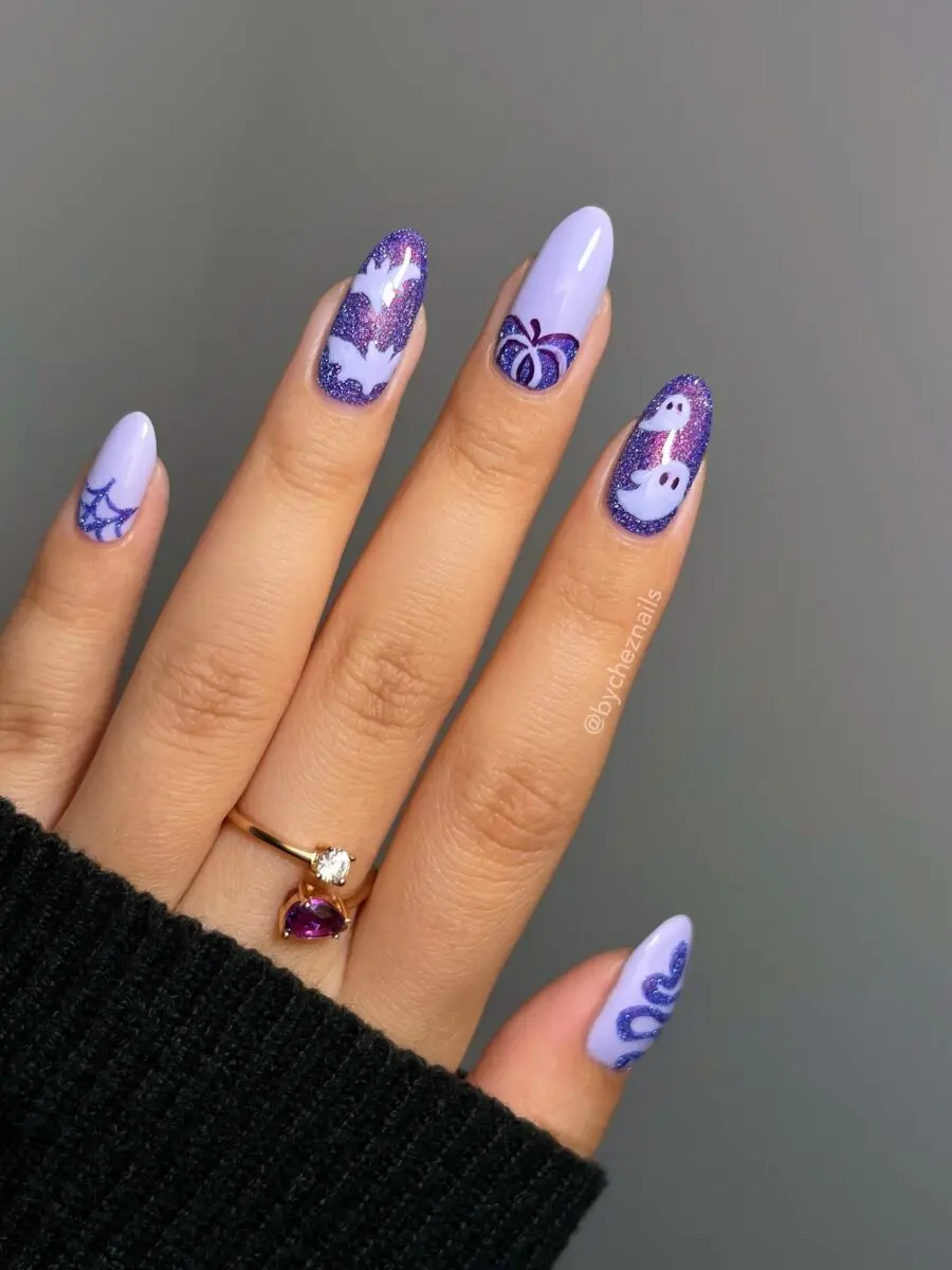 Spooky yet Stylish Lavender Halloween Nails