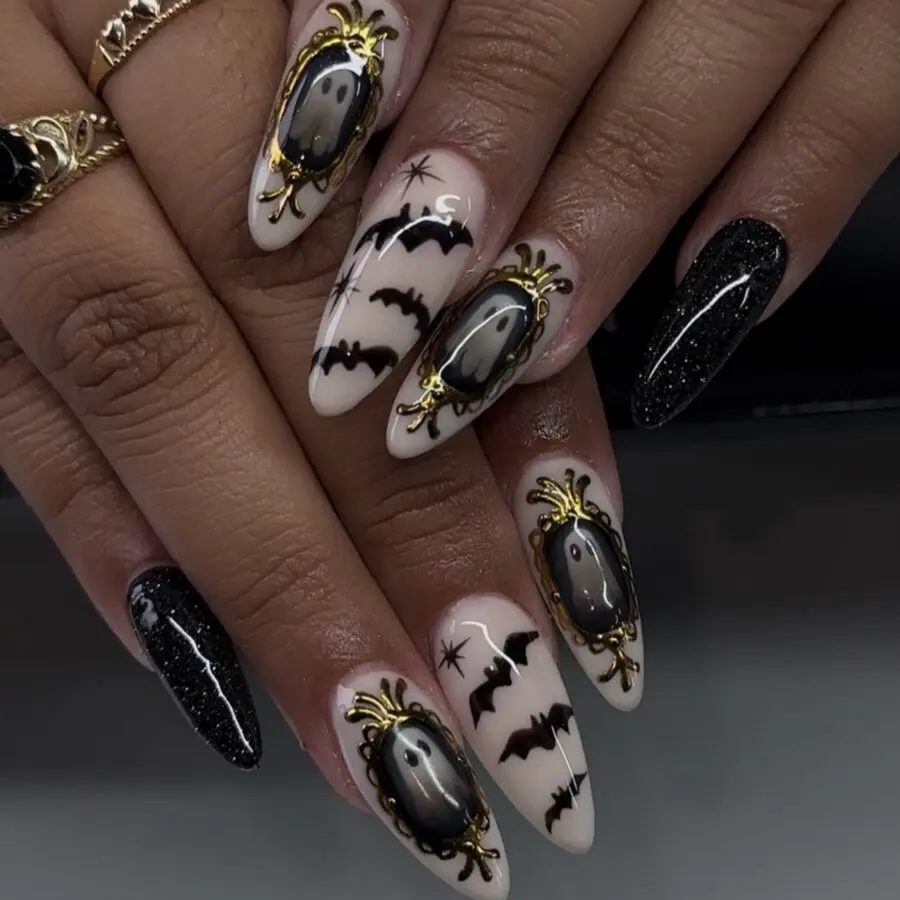 Elegant Halloween Nails with Gothic Accents