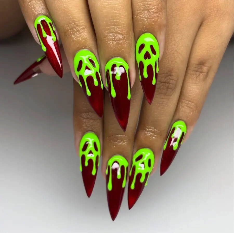 Spooky and vibrant Halloween nail art design