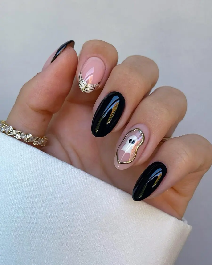 Chic Halloween Nails with Ghost Accents