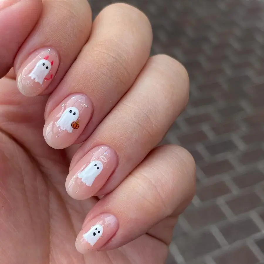 Charming Ghost Nail Art for Halloween