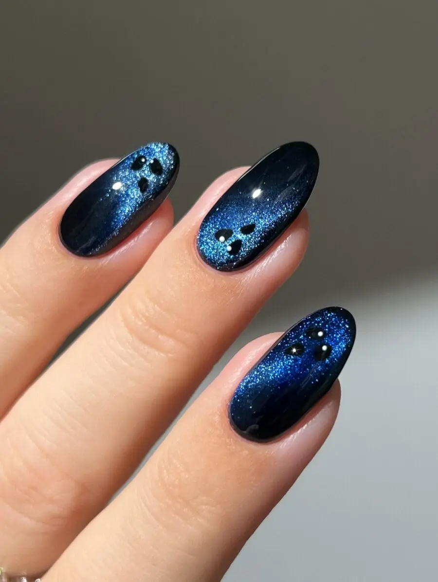 Stunning Blue Glitter Ombre Halloween Nails