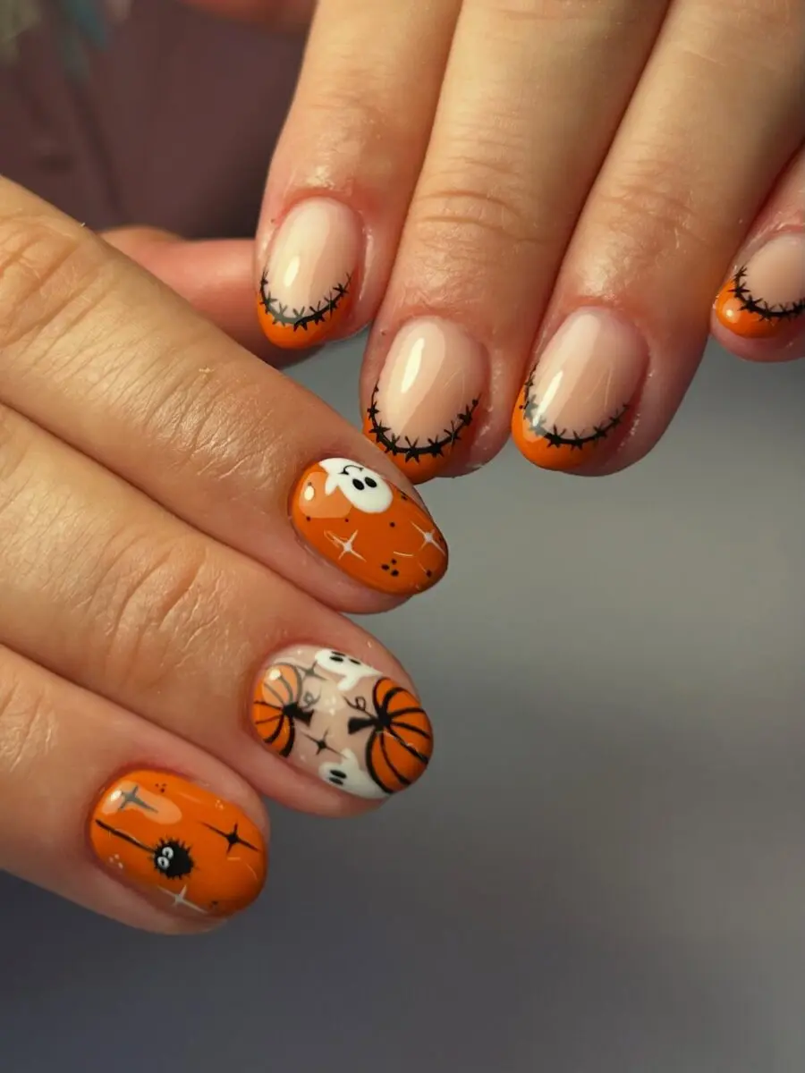Spooky and Cute Halloween Nail Art Design