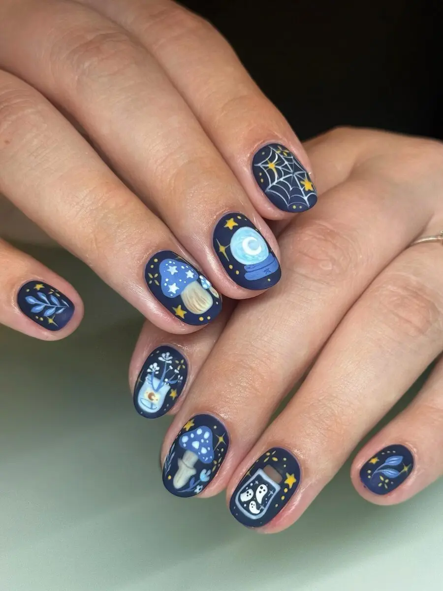Charming Halloween Nail Art with Whimsical Designs