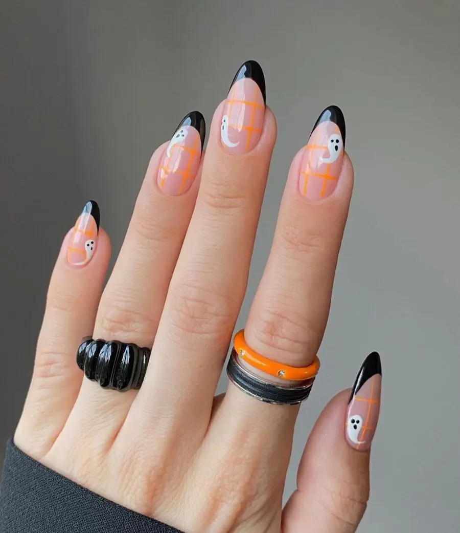Chic Halloween Nails with Spooky Ghosts