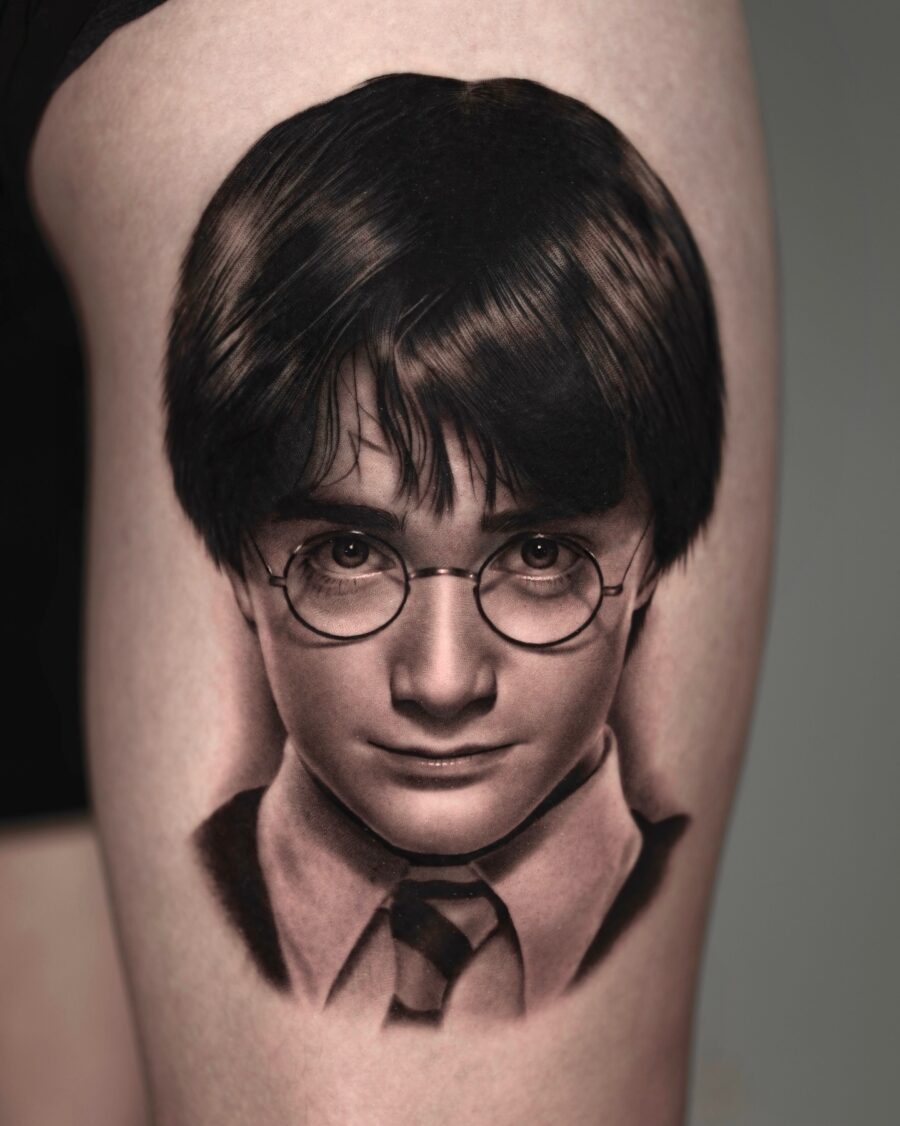 Stunning Harry Potter Realistic Portrait Tattoo