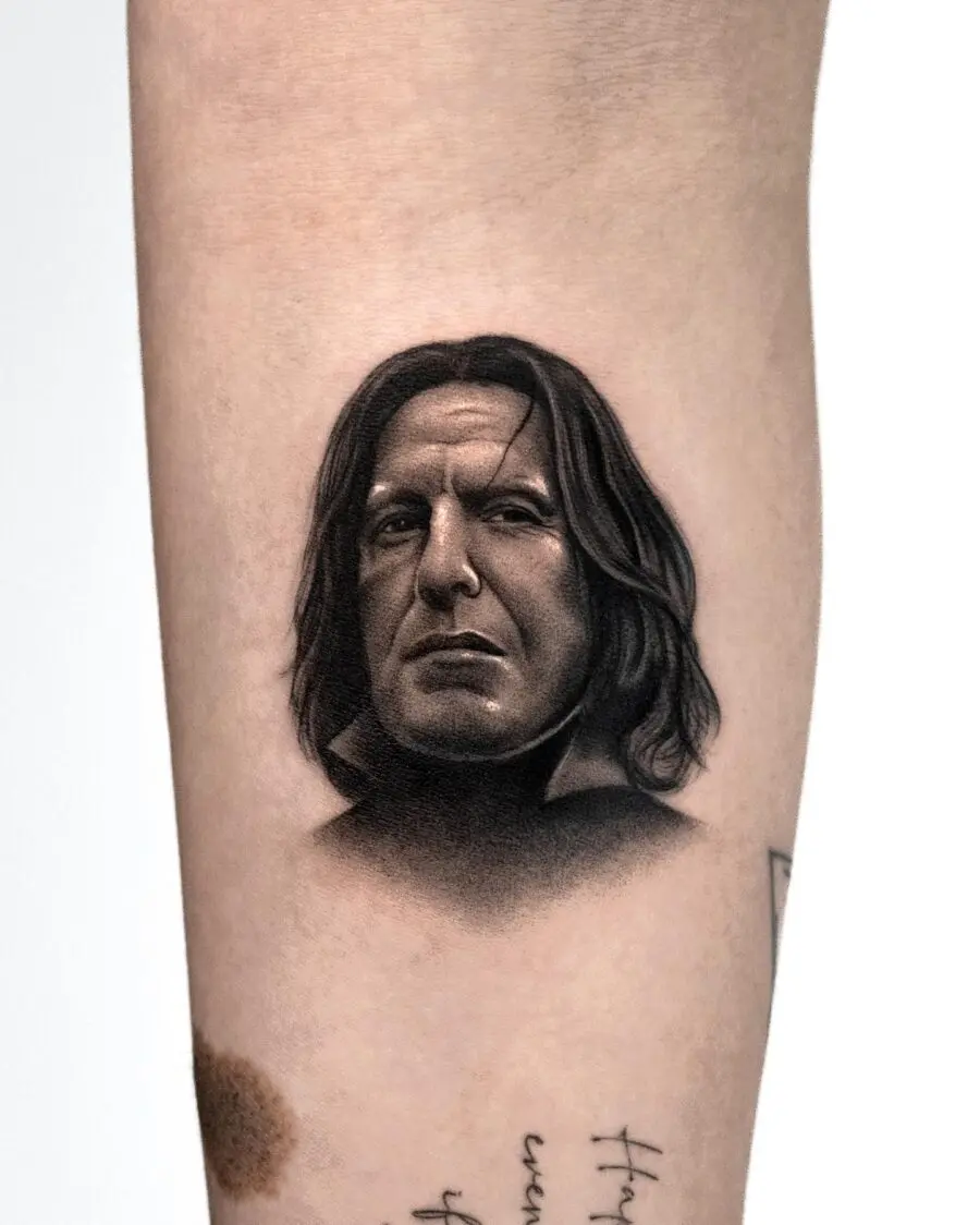 Intricate Severus Snape Portrait Tattoo Design