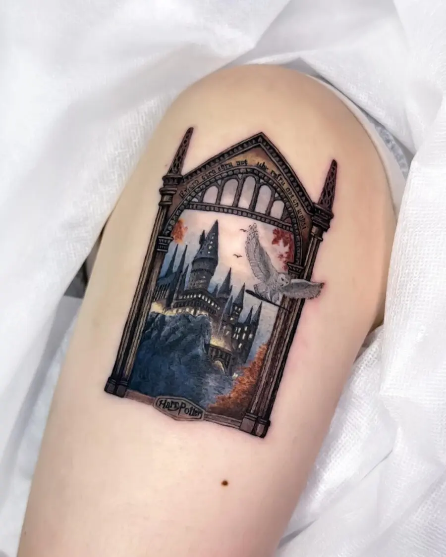 Stunning Hogwarts Castle Tattoo Design