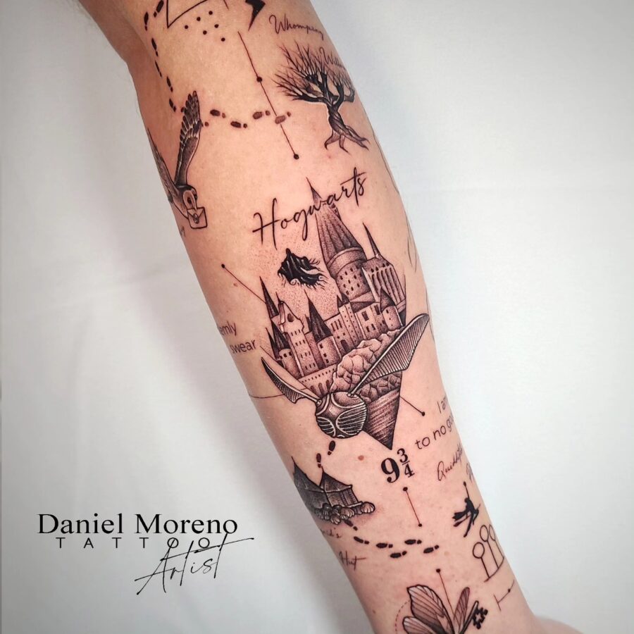 A Whimsical Tribute to Hogwarts in Ink