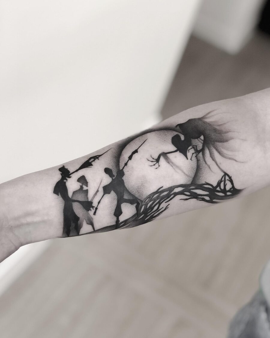 Stunning Harry Potter Silhouette Tattoo Design