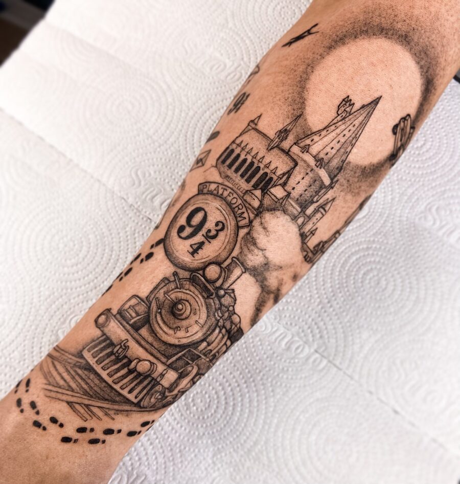 Magical Train Journey to Hogwarts Tattoo
