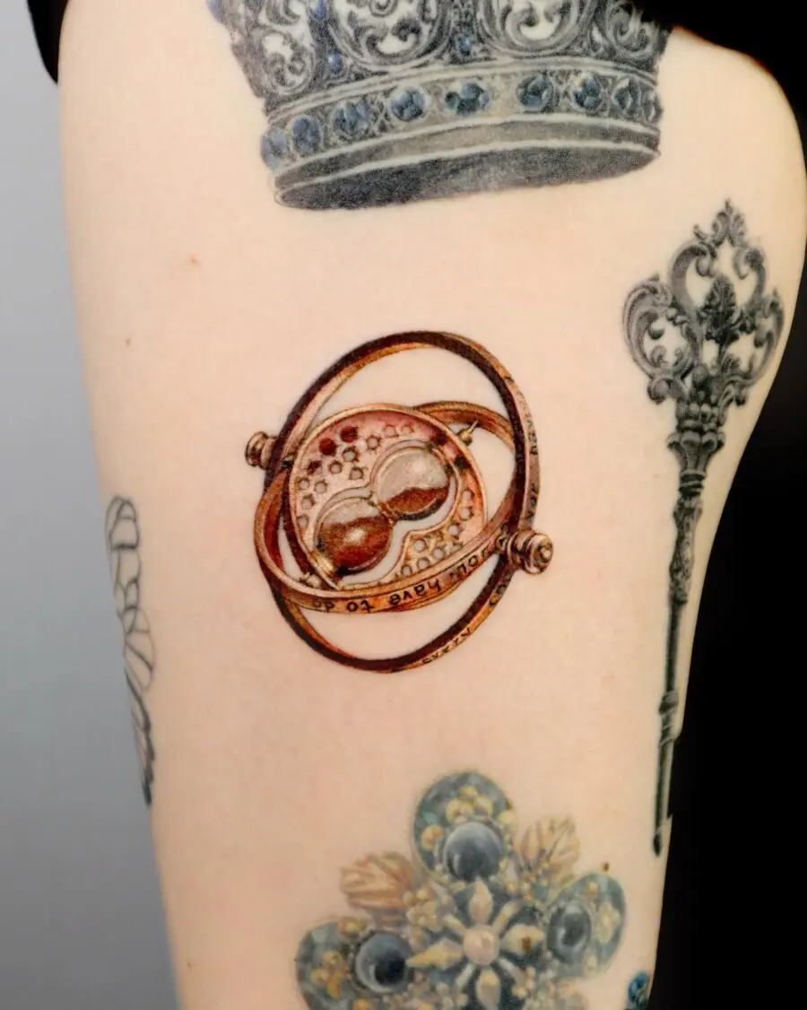 Stunning Time Turner Tattoo with Vintage Vibes