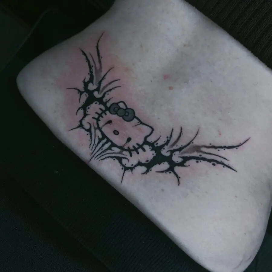 Unique Hello Kitty Tramp Stamp Tattoo Design