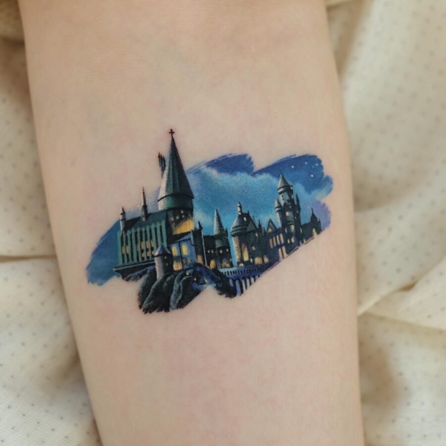 Stunning Hogwarts Castle Tattoo for Potterheads