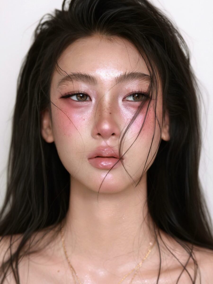 Radiant igari makeup with natural flushed cheeks