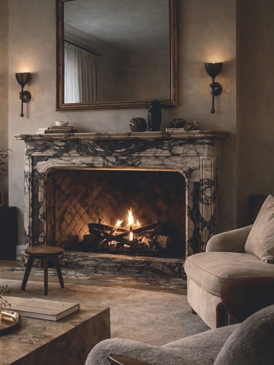 Elegant fireplace with warm ambiance