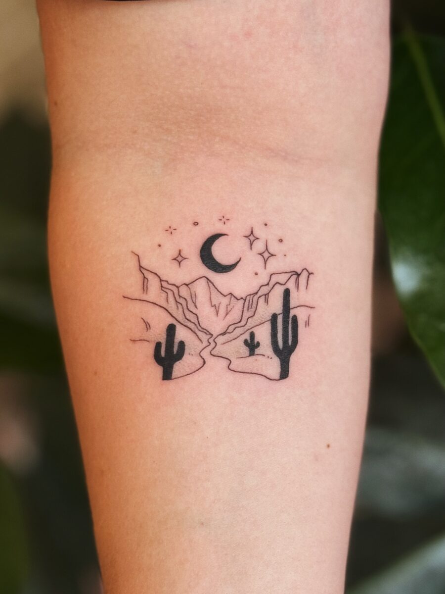 A serene nightscape memorial tattoo concept