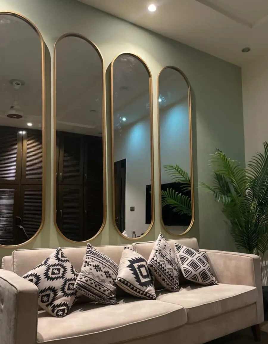 Elegant mirrors enhancing modern living space