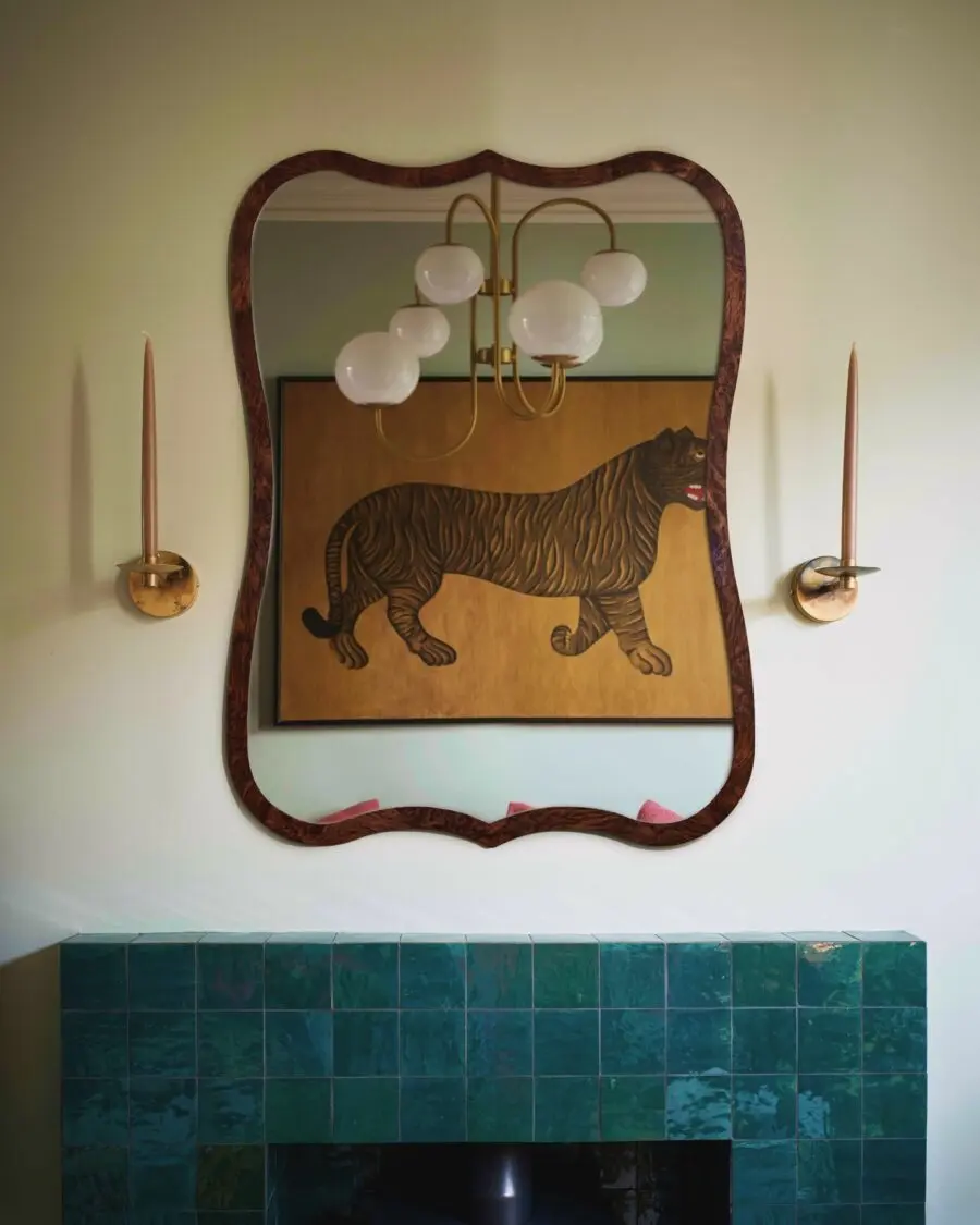 Chic Mirror with Bold Tiger Art