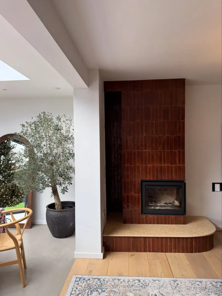 Stylish Modern Fireplace in Open Living Area