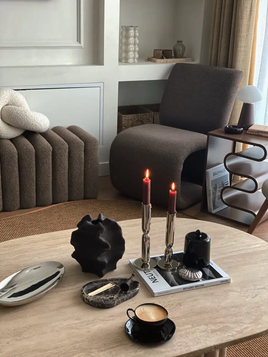 Stylish coffee table with elegant accents and warmth