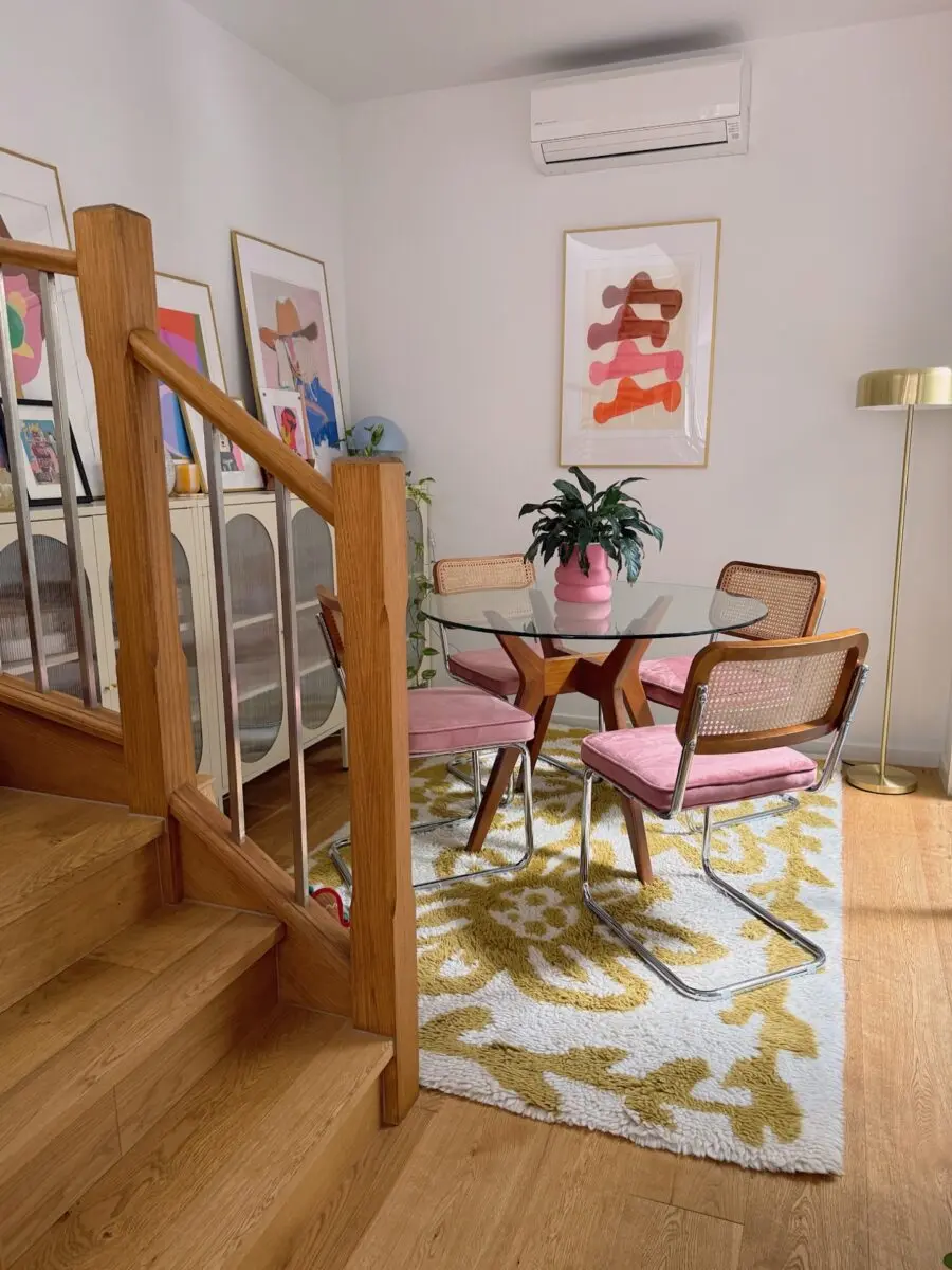 Stylish dining area with vibrant accents